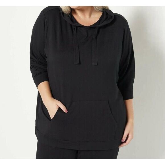 ALL WORTHY HUNTER MCGRADY NEW $61 Solid French Terry Hoodie Solid Black XS - Picture 1 of 3